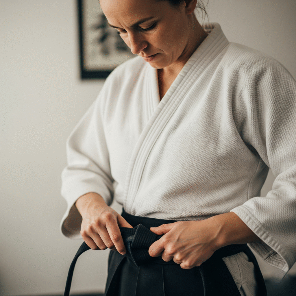 Someone Tying Their Belt Thoughtfully Symbolizing Dedication  1024x1024