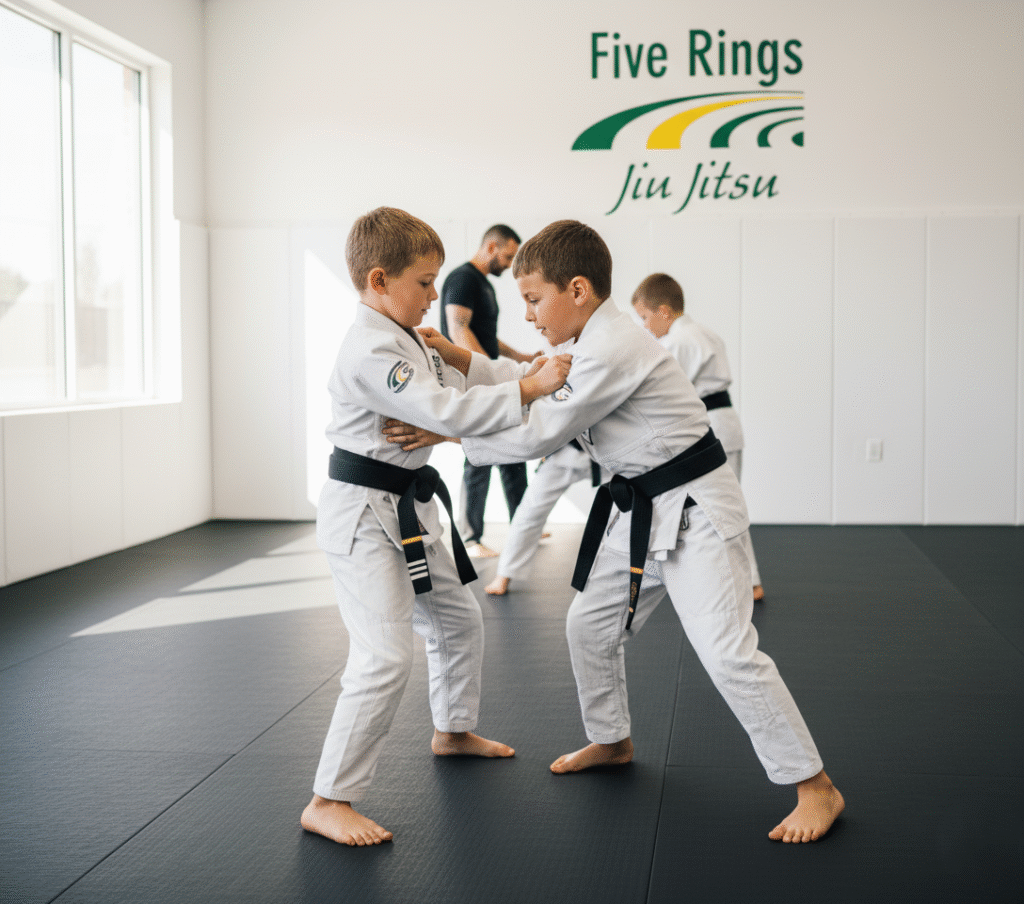 Two Kids Sparring Respectfully On Mats 1024x904