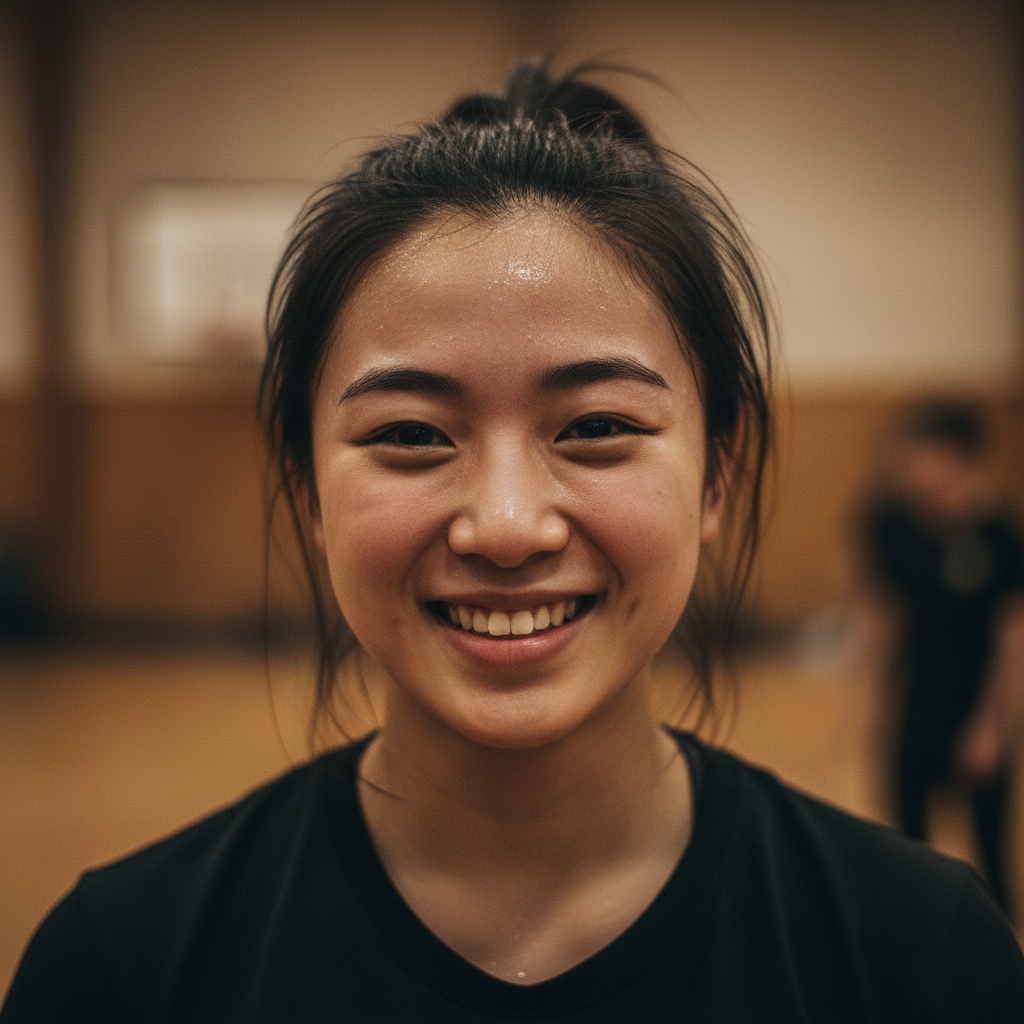 Close Up Of A Student Smiling After Completing A Successful Training Drill Showing Confidence And Emotional Relief
