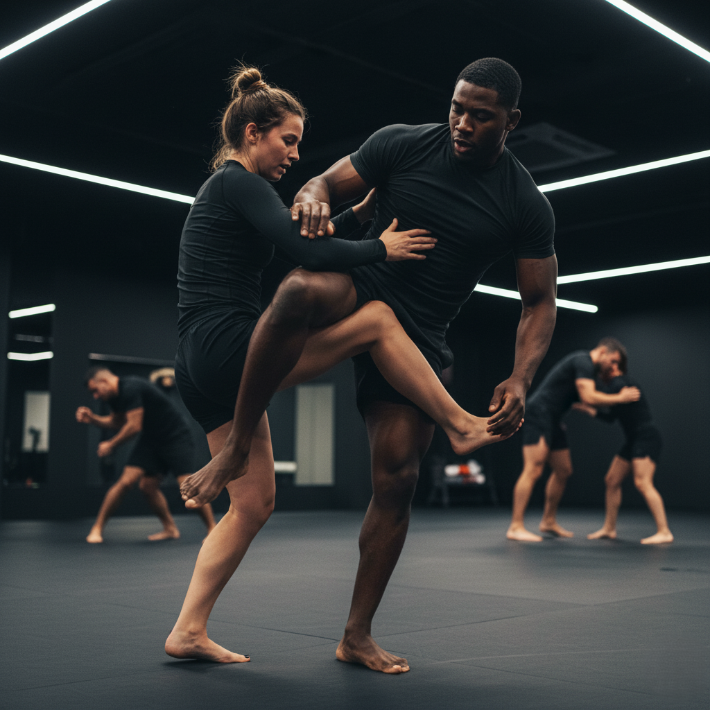Grappler Moving Through Positional Drills With A Partner