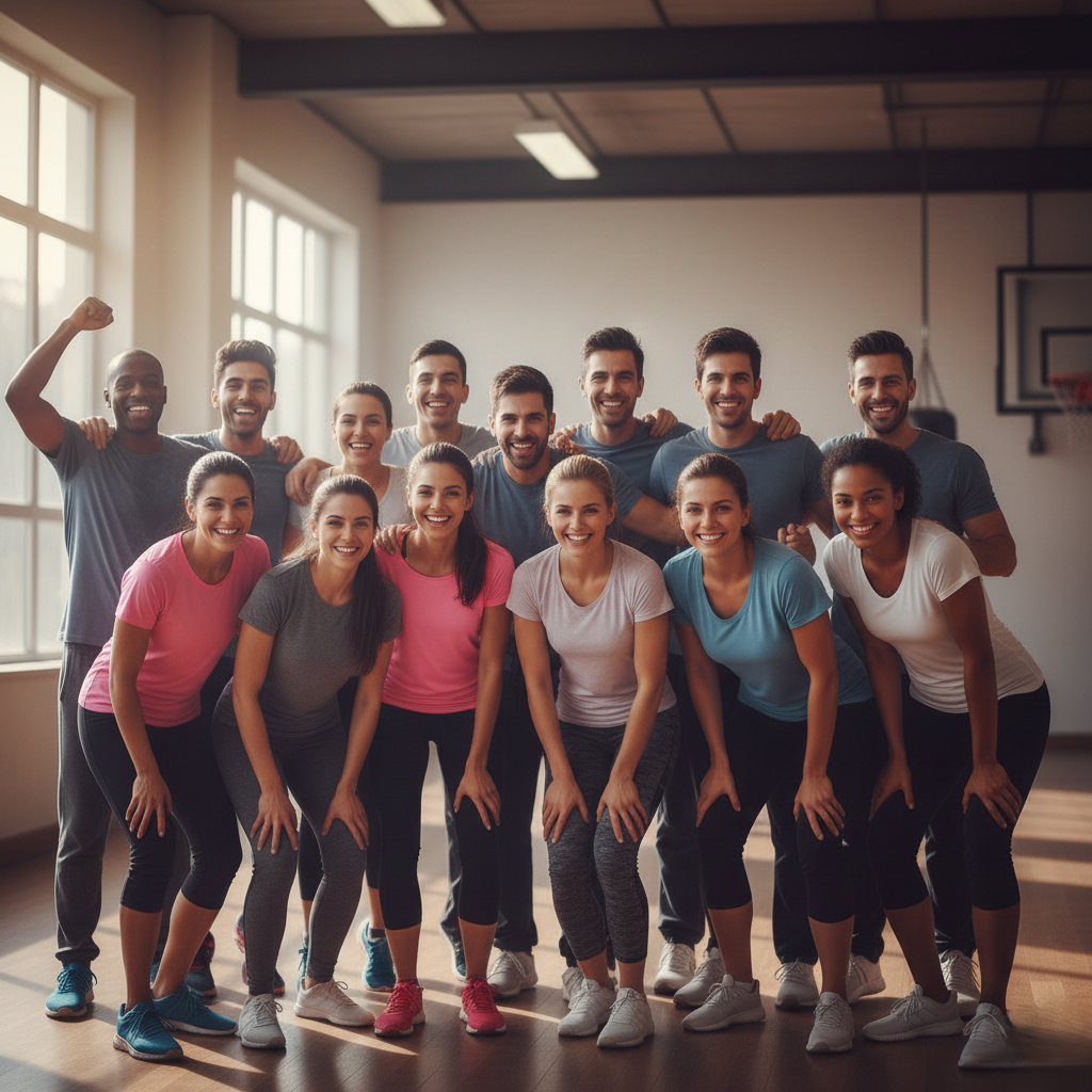 Group Photo Of Smiling Students And Instructors After A Completed Class Session