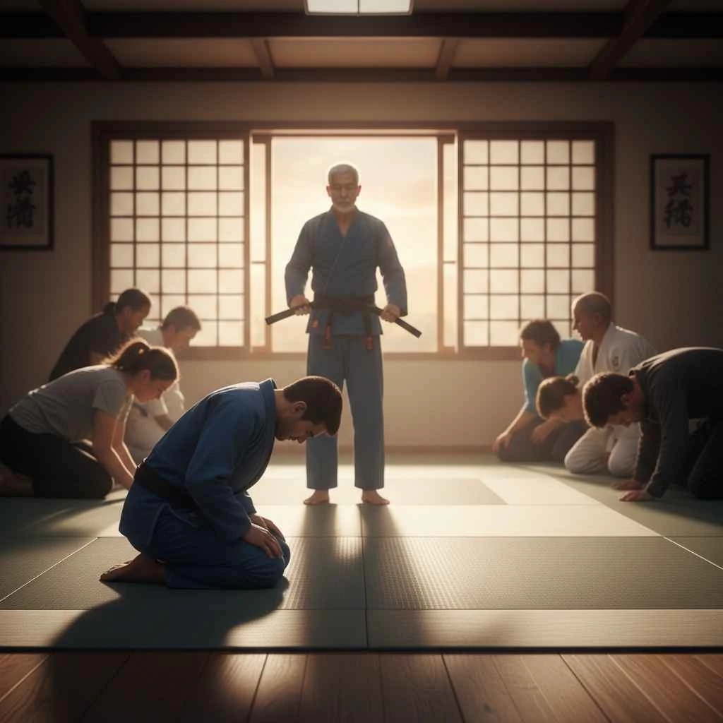 Belt ranking or respectful bow on the mat