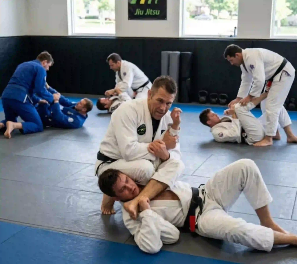 Experienced grappler working on advanced control positions
