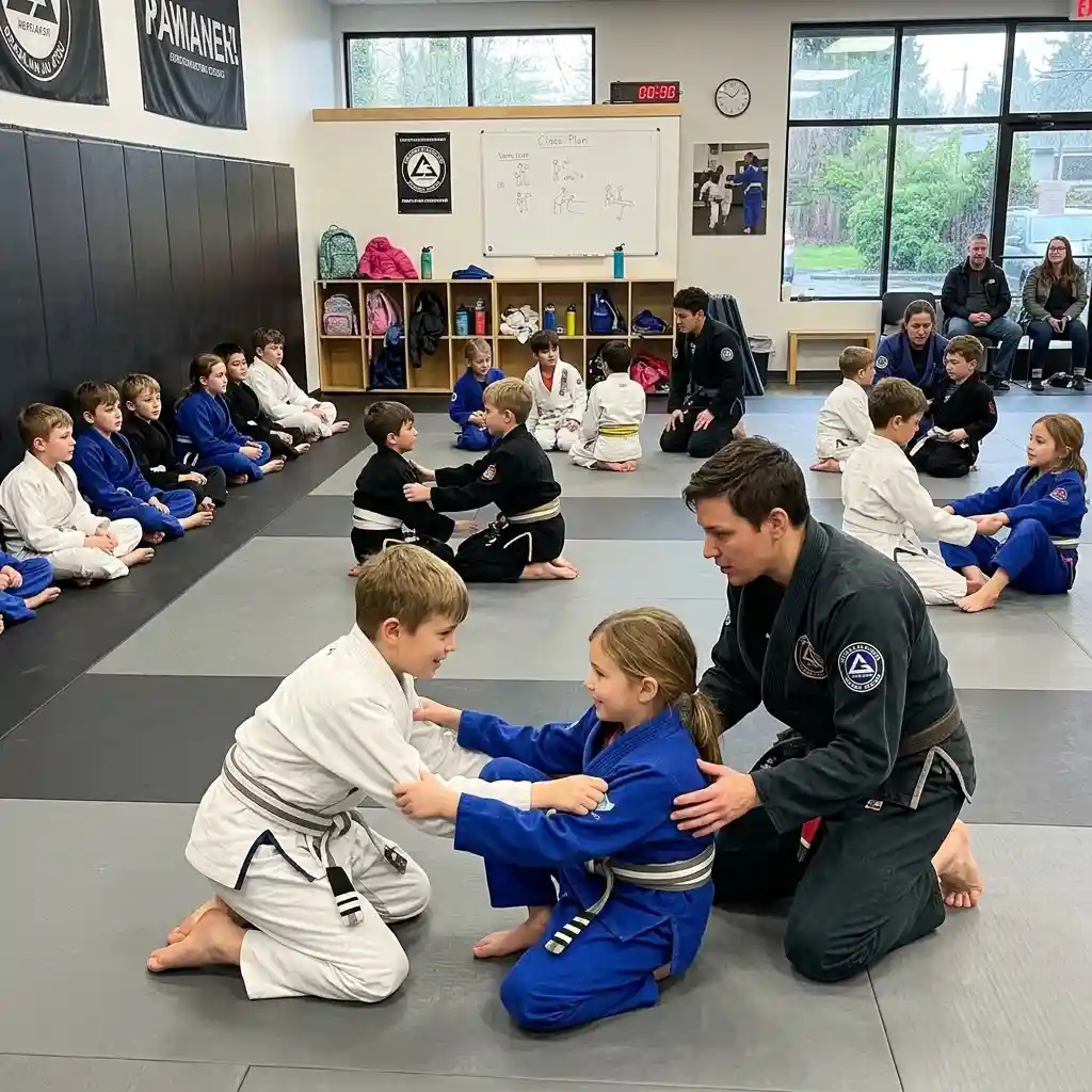 Students training in a Jiu Jitsu class